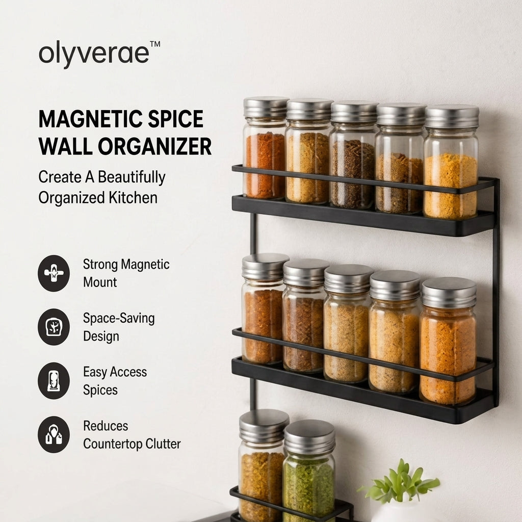 𝒐𝒍𝒚𝒗𝒆𝒓𝒂𝒆™ Magnetic Spice Wall Organizer