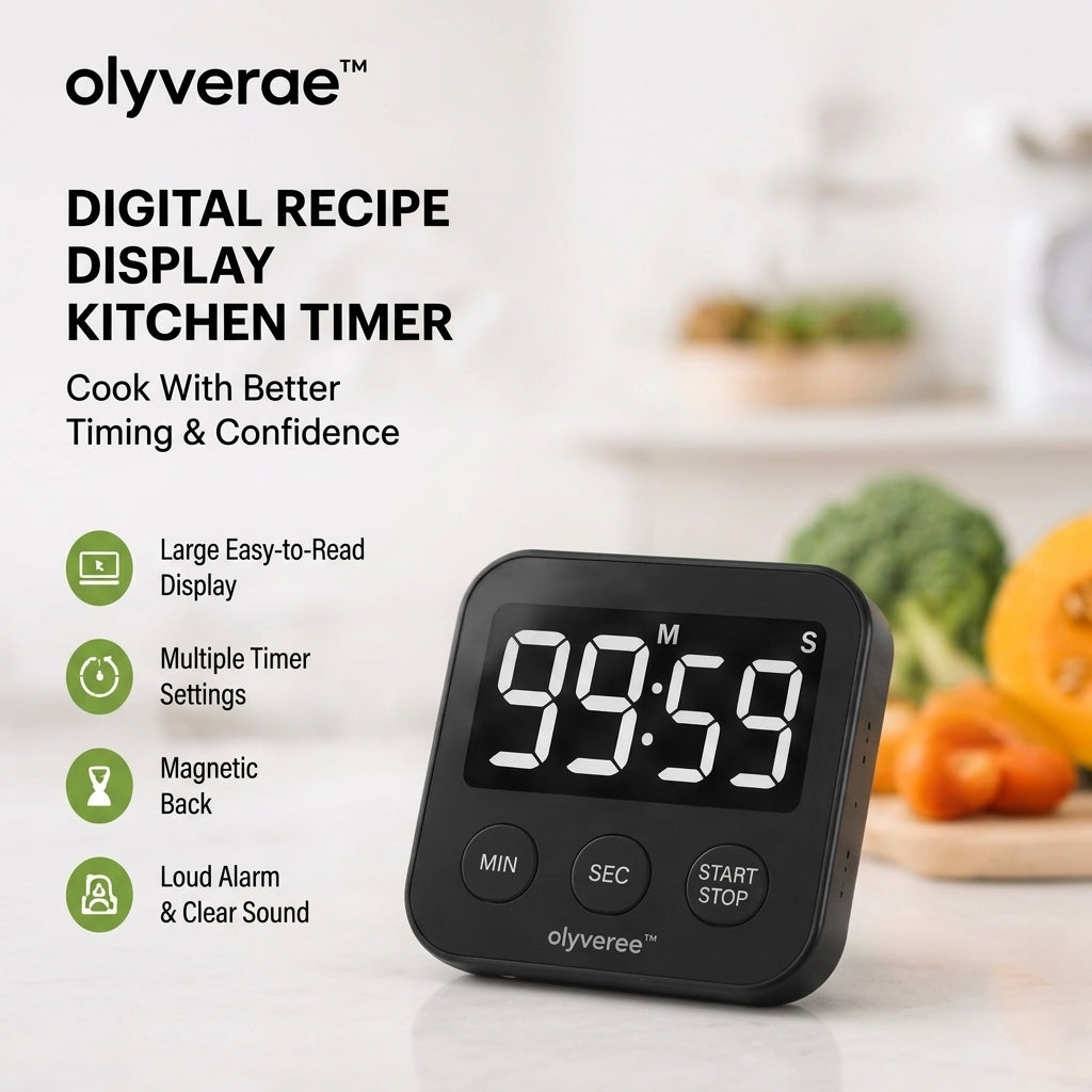 𝒐𝒍𝒚𝒗𝒆𝒓𝒂𝒆™ Digital Recipe Display Kitchen Timer