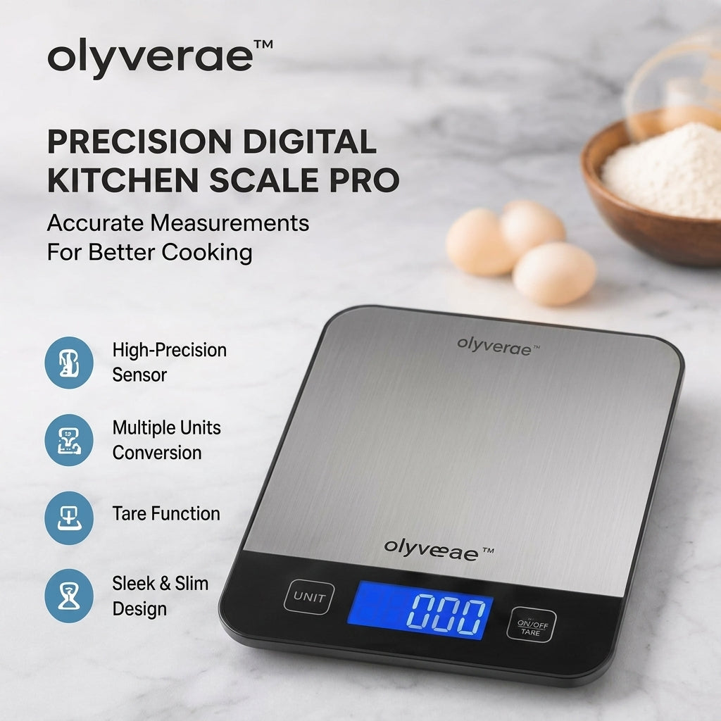 𝒐𝒍𝒚𝒗𝒆𝒓𝒂𝒆™ Precision Digital Kitchen Scale Pro